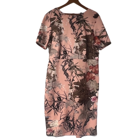 Asos Woman's sz 20 pink floral spring summer short sleeve bodycon dress casual - Picture 2 of 6